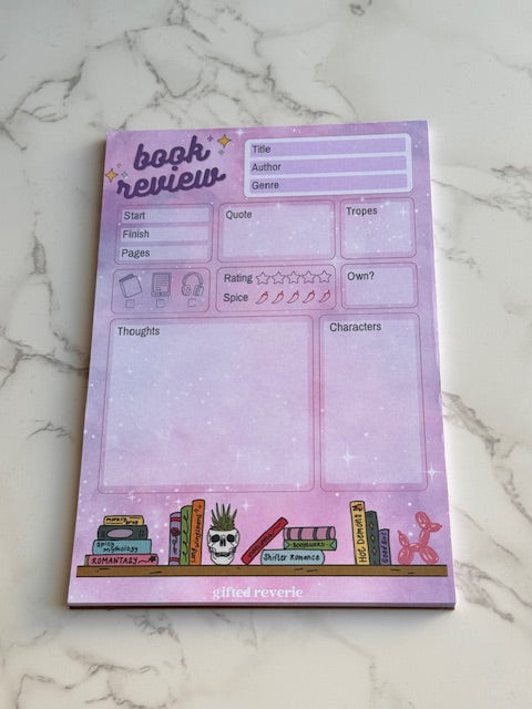 Book review 50-sheet notepad - starry bookshelf