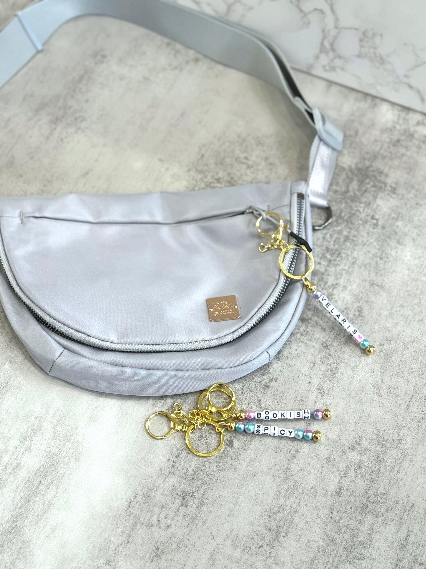 Bookish beaded keychain / zipper pull