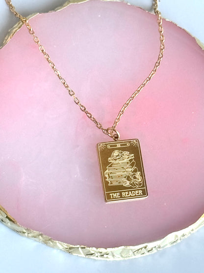 The Reader Tarot Card 18k Gold Necklace