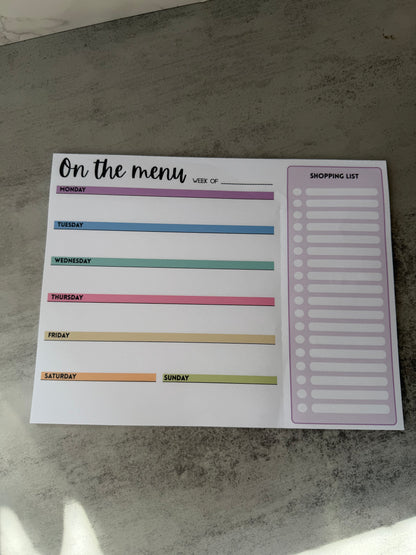 Weekly meal plan and tear-off grocery list 50-sheet notepad
