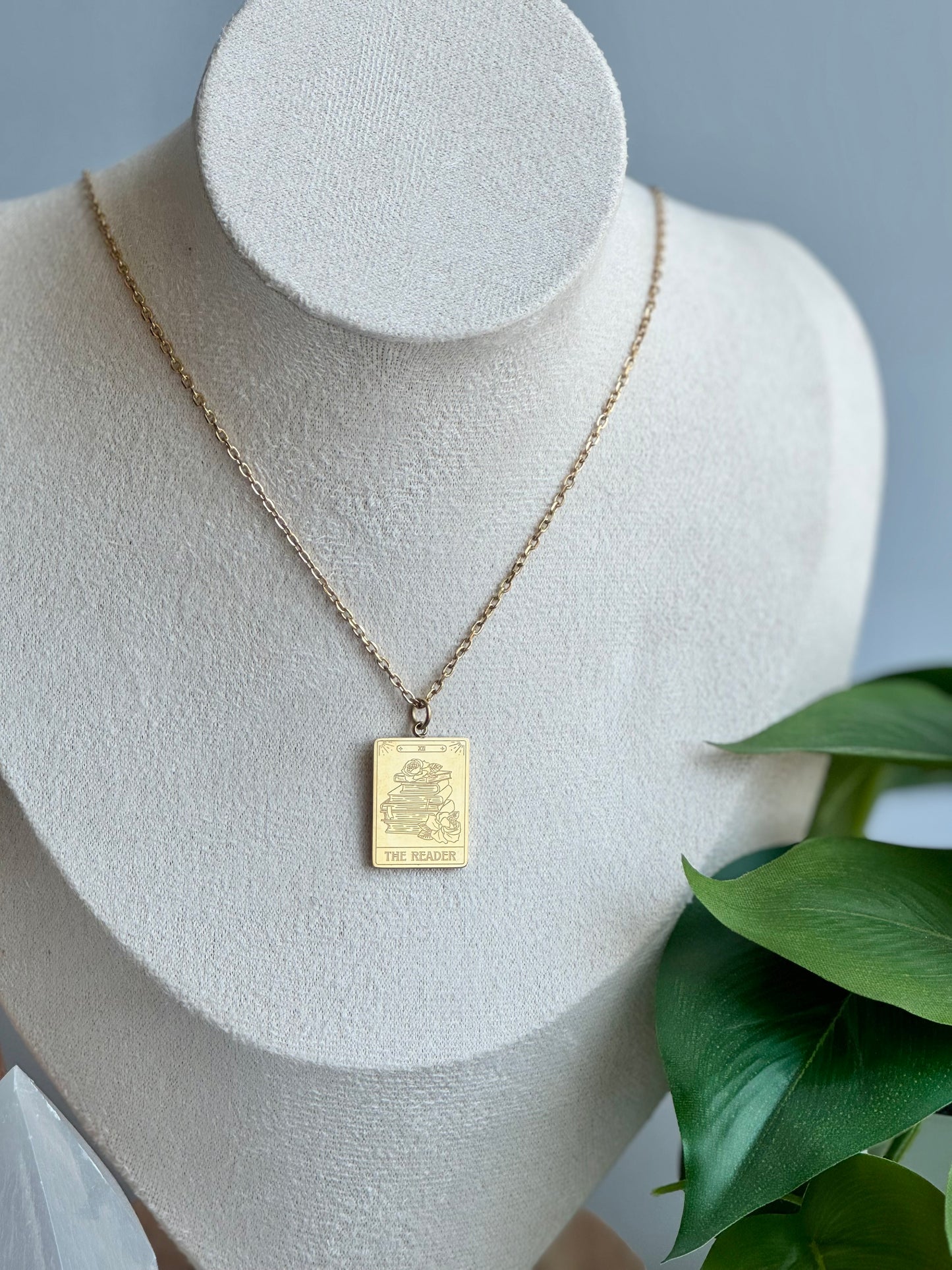 The Reader Tarot Card 18k Gold Necklace