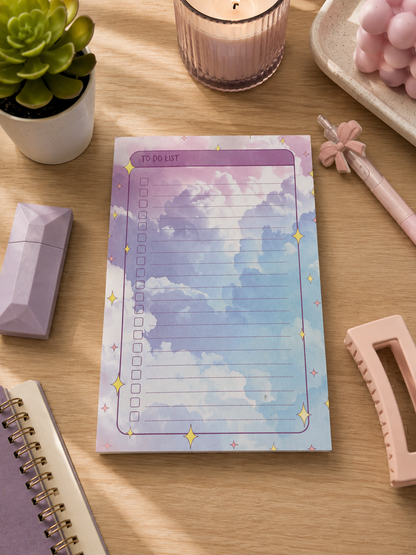 Starry Cloud To-Do List Notepad (A5) – Aesthetic, dreamy, fantasy-inspired daily checklist