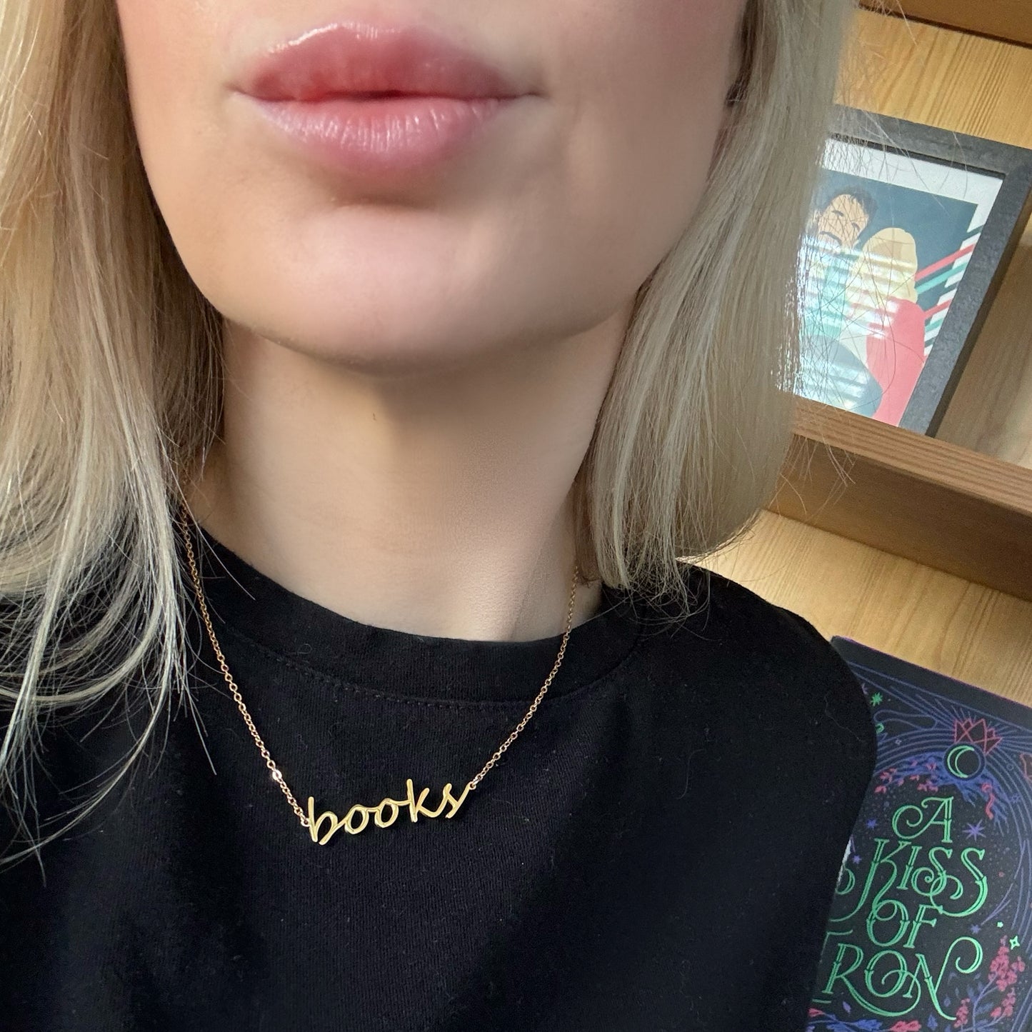 Books Script 18k Gold Necklace