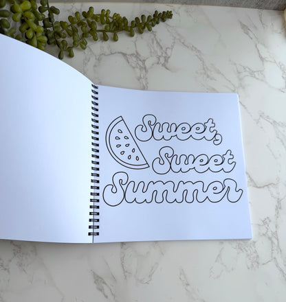 Spiral-Bound Sweet Summer Vibes Coloring Book: Cozy and Bold for relaxation