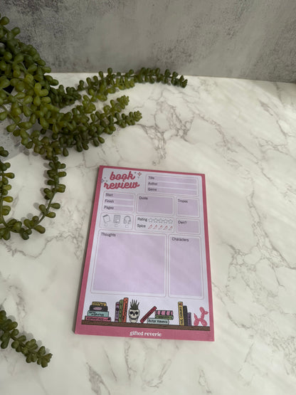 Book Review Notepad (A5) – Aesthetic reading tracker for romantasy lovers