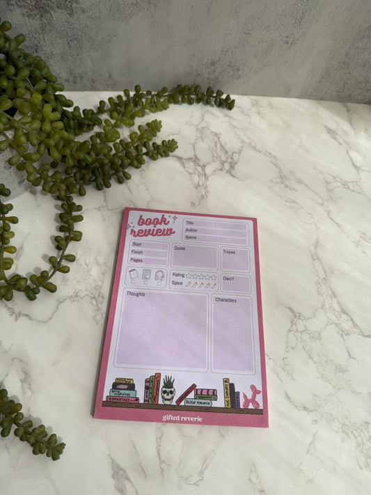 Book Review Notepad (A5) – Aesthetic reading tracker for romantasy lovers