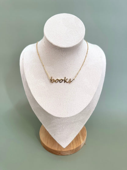 Books Script 18k Gold Necklace