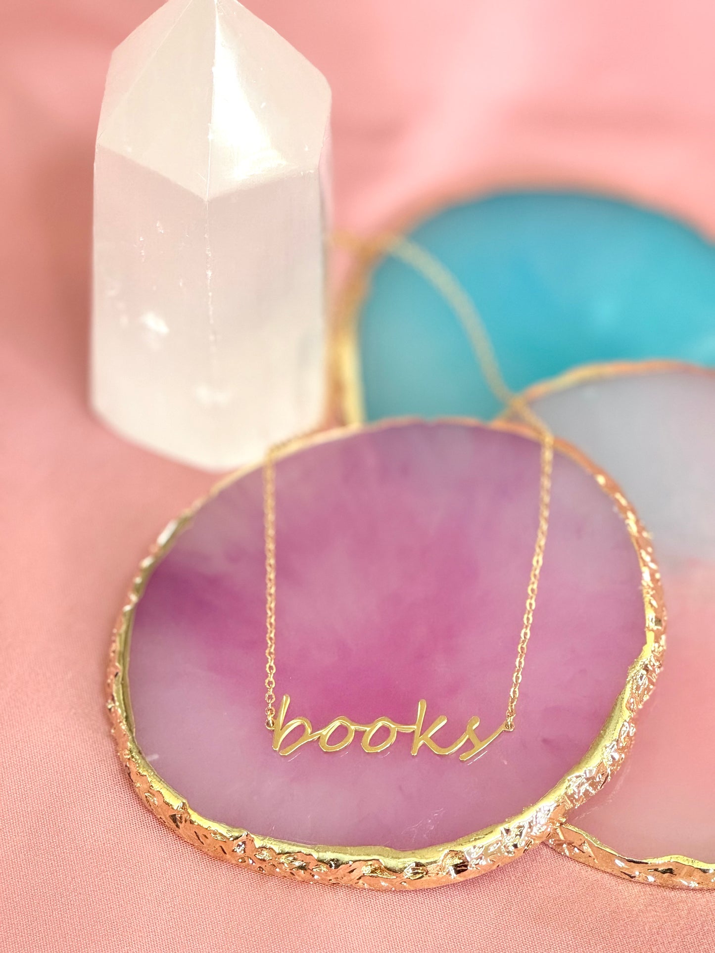 Books Script 18k Gold Necklace