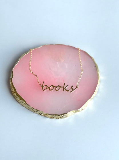 Books Script 18k Gold Necklace