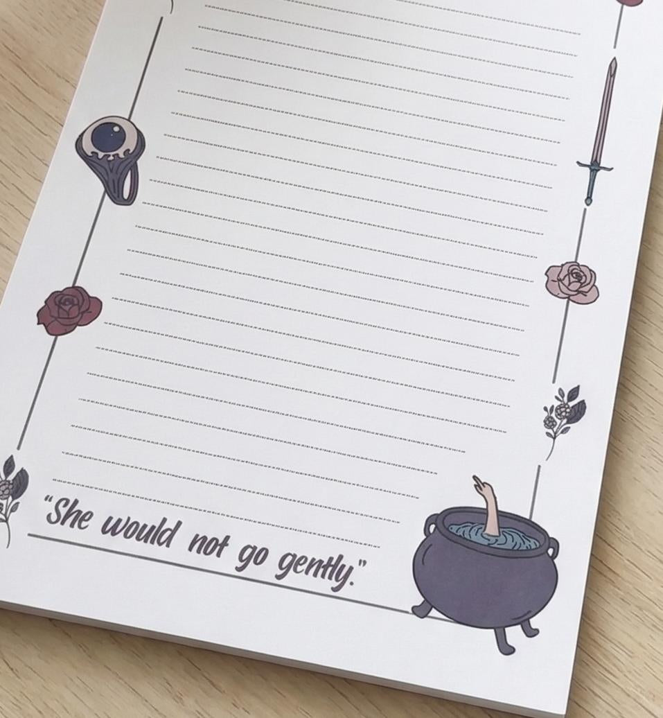 ACOTAR-inspired notepad - Nesta in cauldron