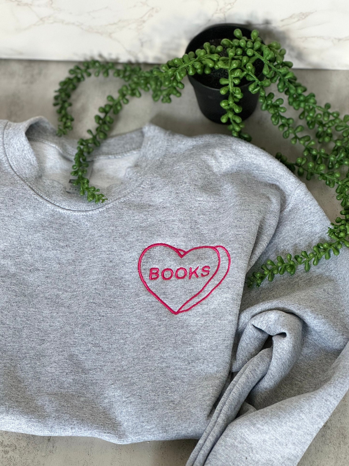 Bookish heart embroidered sweatshirt | book lover, reader, acotar, gift for book lover, booktok shirt, hoodie