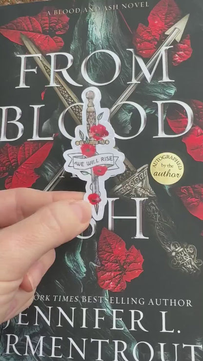 From Blood and Ash-inspired dagger We Will Rise sticker | bookish, casteel, cas, poppy, booktok, book gift, book girl, reader, flesh & fire