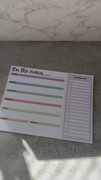 Weekly meal plan and tear-off grocery list 50-sheet notepad
