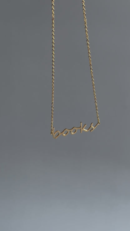 Books Script 18k Gold Necklace