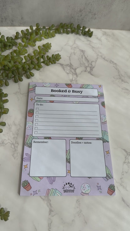 Booked & Busy Notepad (A5) – A cozy, ADHD-friendly daily task planner for readers