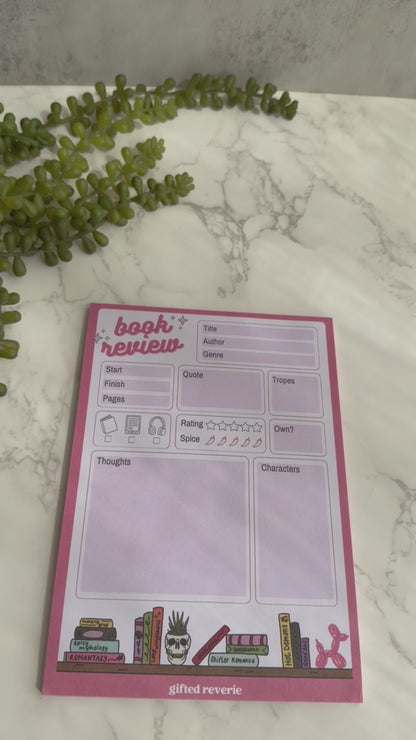 Book Review Notepad (A5) – Aesthetic reading tracker for romantasy lovers