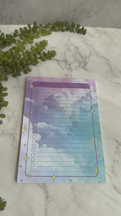 Starry Cloud To-Do List Notepad (A5) – Aesthetic, dreamy, fantasy-inspired daily checklist