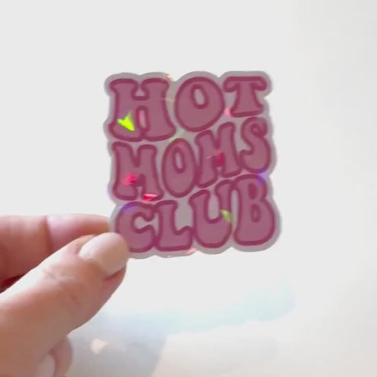 Hot moms club sticker | holographic, glitter, gift for mom, Mother’s Day gift, gift for her, cool mom, mama, water bottle sticker